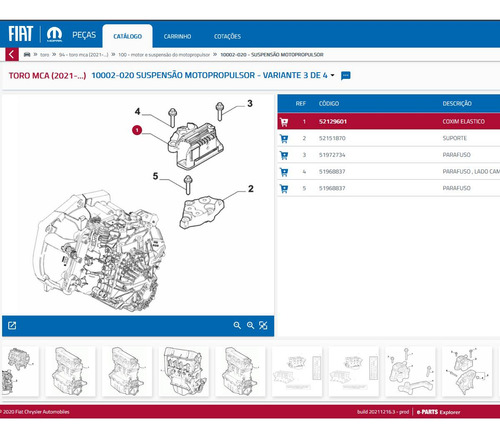 Coxim Motor Compass 1.3 Original Esquerdo 52129601