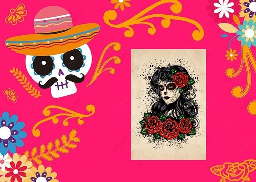 Cuadro Decorativo Dia De Muertos Catrina ( Modelo 1 ) 60x40