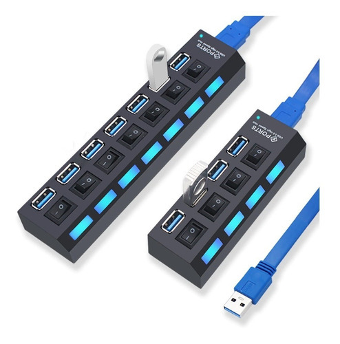 Concentrador De Red Hub Usb Multipuertos Con Interruptor Pro