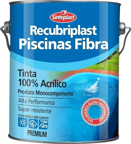 Tinta P/ Piscina De Fibra Impermeável 3,6lts Recubriplas Cor Branco