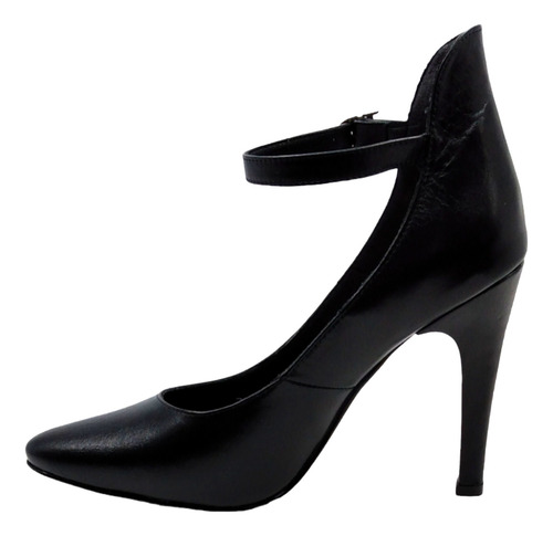 Zapatilla Mujer Dama De Piel Color Negro