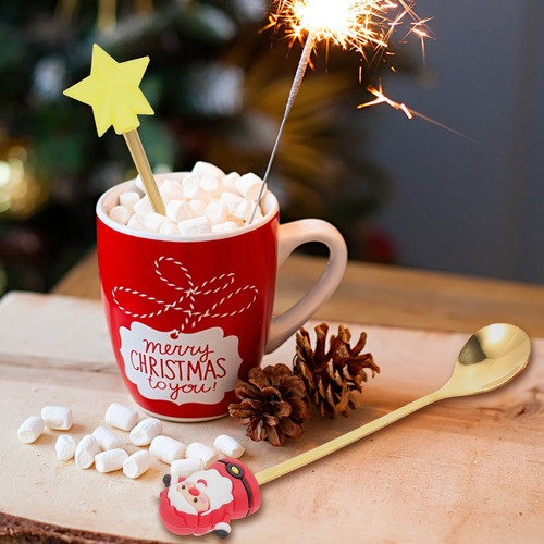 Juego De Cucharas Navideñas Para Servir Café