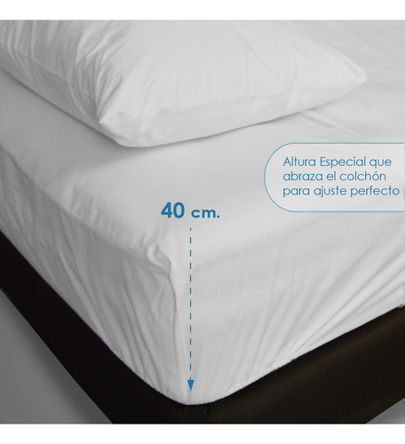 1 Jgo De Sábanas 180h Queen Size Blanco Hotelera Alto 40 Cm