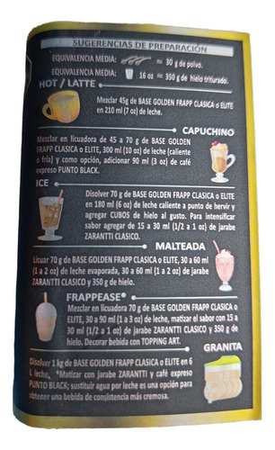 Base En Polvo Golden Frapp Para Bebidas Tipo Yogurt 1 Kg