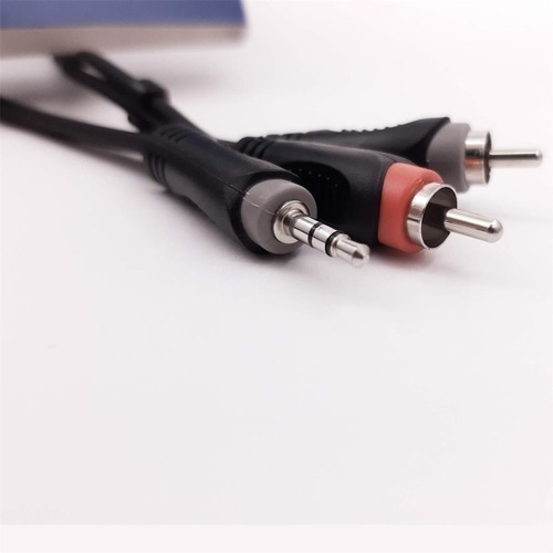Imagen 2 de 6 de Cable Audio Kwc 9001 - 2 Rca A 1 Mini Plug 3,5 St - 3 Mts