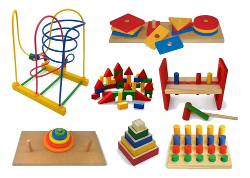 Conjunto Jogos Educativos Madeira Pedagógicos Brinquedo (Bate