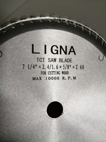 Hoja Sierra Ligna 7 1/4 X 2.6 X 5/8 X 60t (dientes)