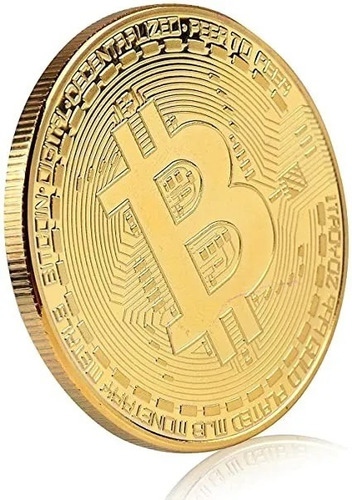 Pack De 2 Monedas Bitcoin Metalica Física Dorada Colección