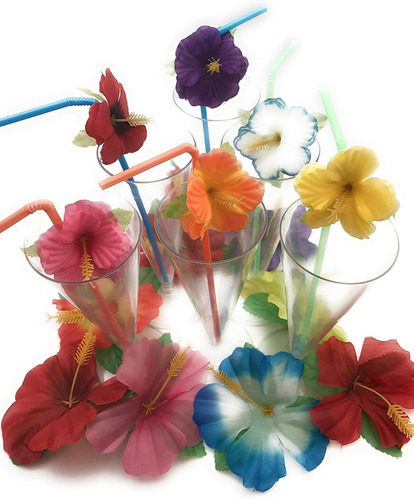 Flor De Hibisco Bendable Pajitas (pack De 72)