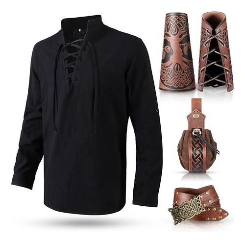 4 Piezas Accesorios Disfraz Vikingo Para Hombre Traje Renace