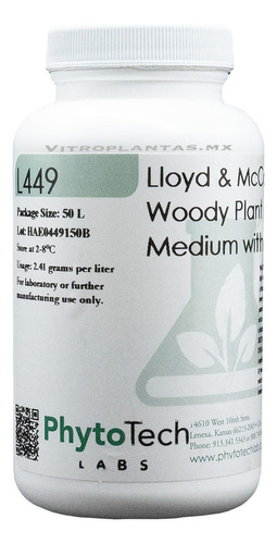 Medio Wpm Woody Plant Media Con Vitaminas Para 50l