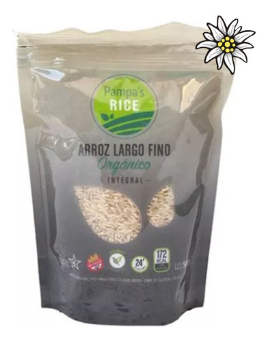 Arroz Largo Fino Integral Orgánico Pampa`s Rice 500 Gr.