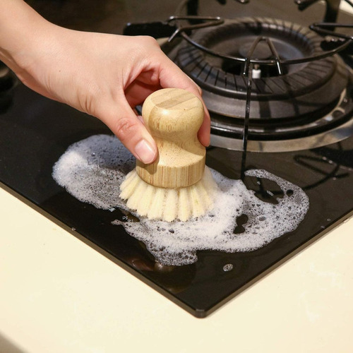 Kit Limpieza Cocina Cepillo Lava Trastes Con Base Madera F