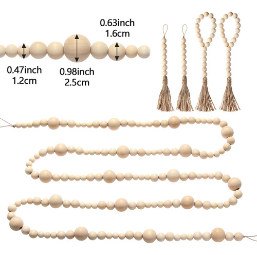 Nuevo Guirnalda De Madera Con Cuentas For Colgar En La