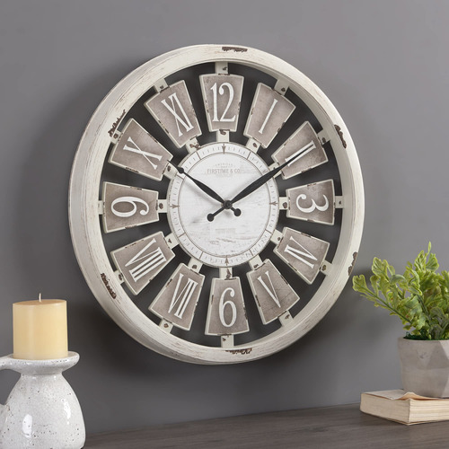 Firstime & Co Reloj Pared Placa Antigua 20  Color Blanco