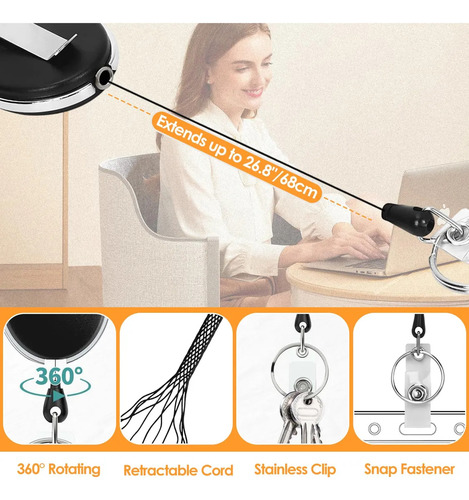 2 Piezas Portatarjetas Retráctiles Con Clip, Soporte De