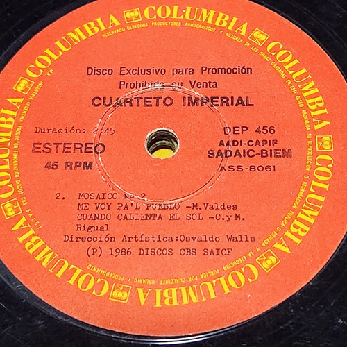 Simple Cuarteto Imperial Columbia C8