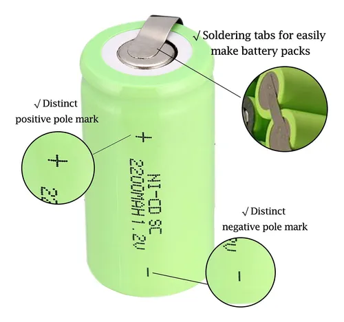 Odstore Bateria Recargable 12 V 2200 Mah Nicd Tap Sub C Sc B