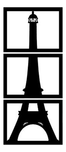 Cuadro Torre Eiffel Tríptico Pared Negro 26 X 68 Cms  