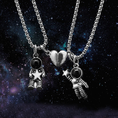 2 Collares Astronómicos De Acero Inoxidable A Juego Para Par
