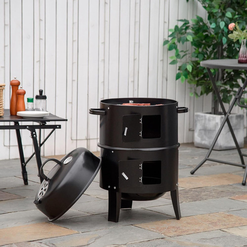 Ahumador Vertical Para Barbacoa De Carbón 3 En 1 De 40.6 Cm Diverso