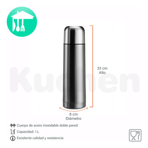 Termo Bala De Acero Inoxidable 1 L