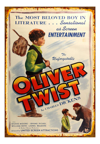 1 Cartel Metal Aluminio Pelicula Oliver Twist... ,40x28 Cms
