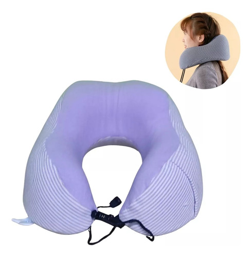 Cojín Para Cuello Modelo Rayado Ajustable Para Viajes Largos