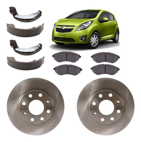 Discos + Pastillas +balatas Chevrolet Spark Gt 1.2 2010 2019