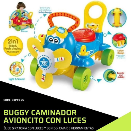 Montable Avion Caminador Multifuncional Luz Musical 2en1