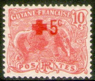 Guyana Francesa Sello Nuevo Sobretasa Cruz Roja Año 1915