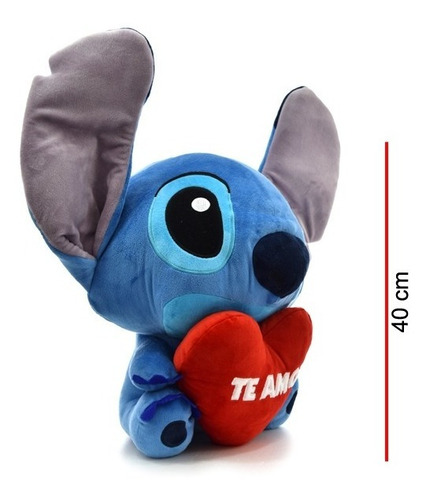 Peluche Stitch Sentado Con Corazón 35 Cm - Orig Phi Phi Toys