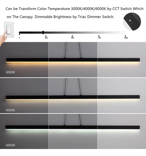 Lámpara Colgante Lineal, Luz Led Regulable Para Isla De Coci