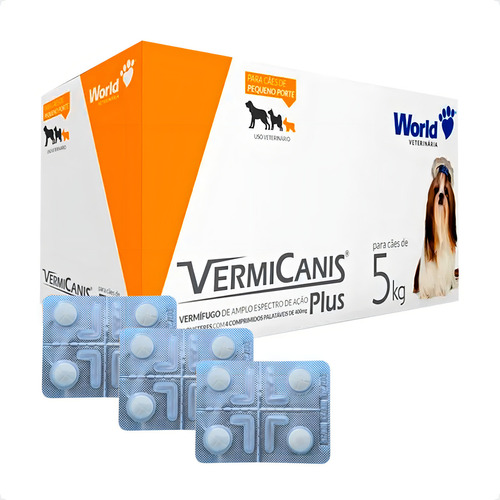 3 Vermicanis Plus Vermifugo Cães De 5kg - Blíster 4 Comp