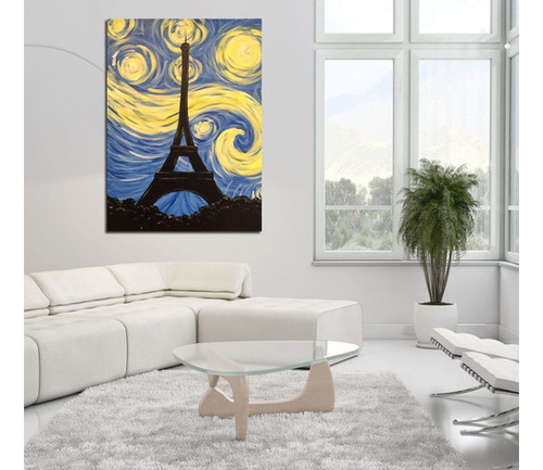 Vinilo Decorativo 40x60cm Torre Eiffel Van Gogh Sty