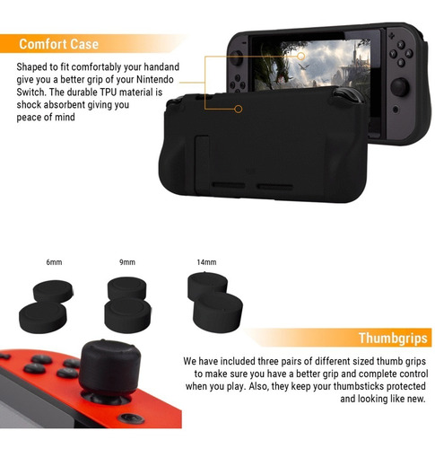 Imagen 8 de 9 de Funda Estuche Vidrio Cargador Para Nintendo Switch Geek Pack