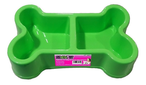 Plato Doble Comedero Bebedero Perro Grande 1.5 L 18x32 50623 Color Verde