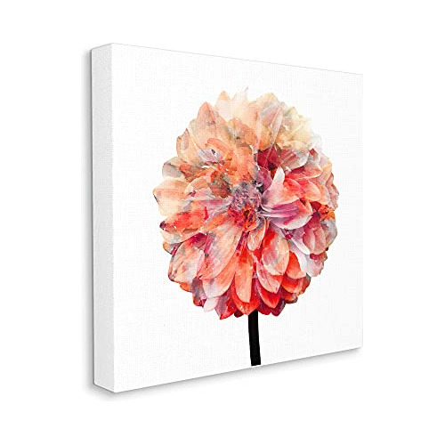 Flor De Dahlia Bright Coral Watercolor Bloom, Diseño D...