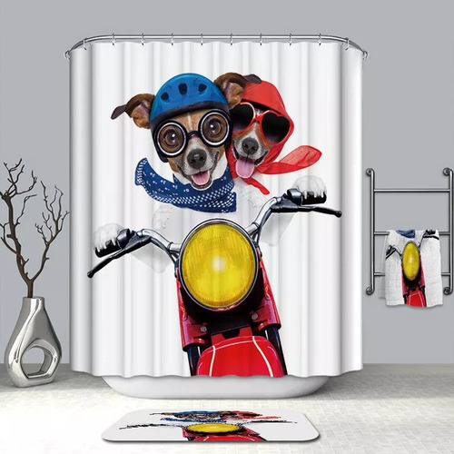 Cortina De Baño Vero Hogar Merida 180x180 Cm Perritos