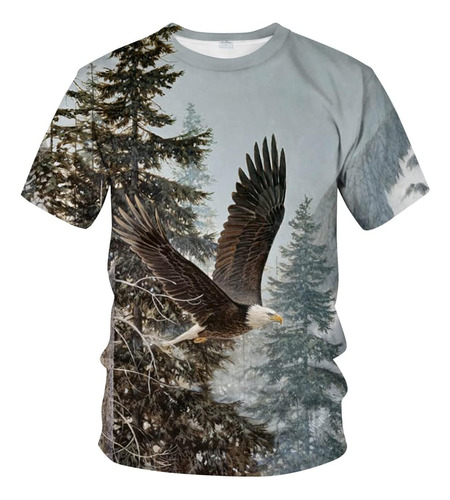 Liohans Camiseta Con Cuello Redondo 3d De Águila Animal De V
