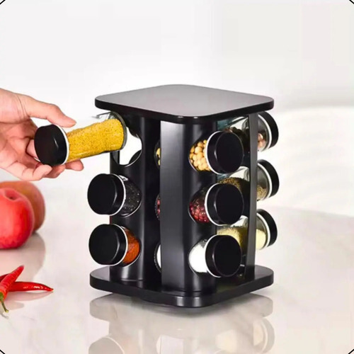Porta Condimentos Preto 80ml Com 12 Potes Utilarcasa