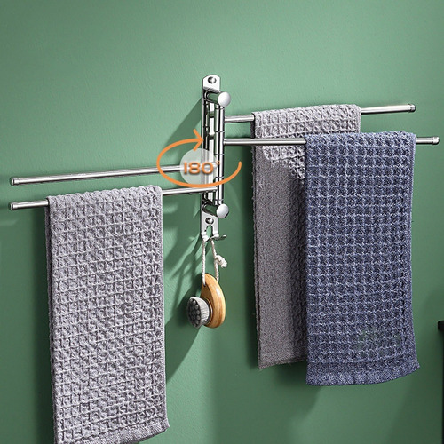 Imagen 8 de 10 de Colgador De Toalla Acero Inoxidable 4 Brazos 180 Grados Baño