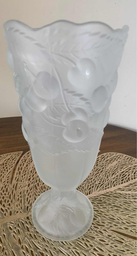 Vaso De Cristal Fosco Decoração Cereja 22x10 Cm