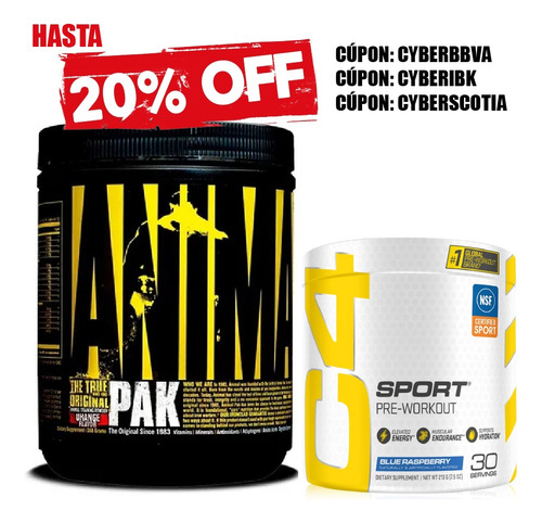 Pack Animal Pak 44 Serv + Pre Entreno C4 Sport 30 Serv