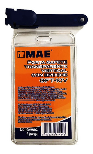 Portagafete Mae Gft10v Transparente  Vertical 10pzs