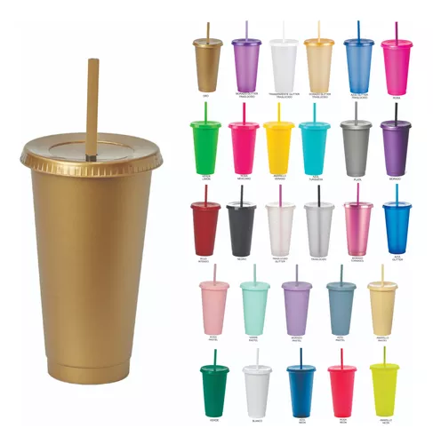 20 Vasos 709ml Con Tapa Y Popote