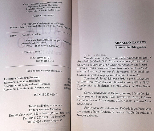 Livro - A Ceia Do Diabo - Arnaldo Campos (Usado)