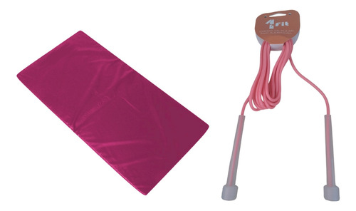 Kit Colchonete Rosa + Corda De Pular Pvc Ajustável Rosa1 Fit