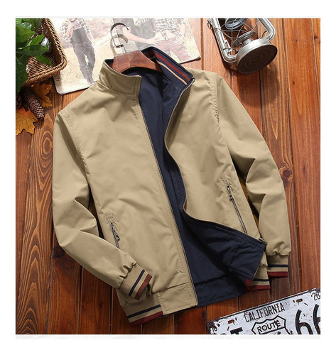 A Chaqueta Juvenil Informal Con Cuello Levantado Reversible