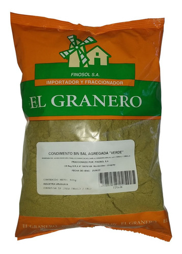 Condimento Verde Sin Sal Excelente Paq 1/2 Kg